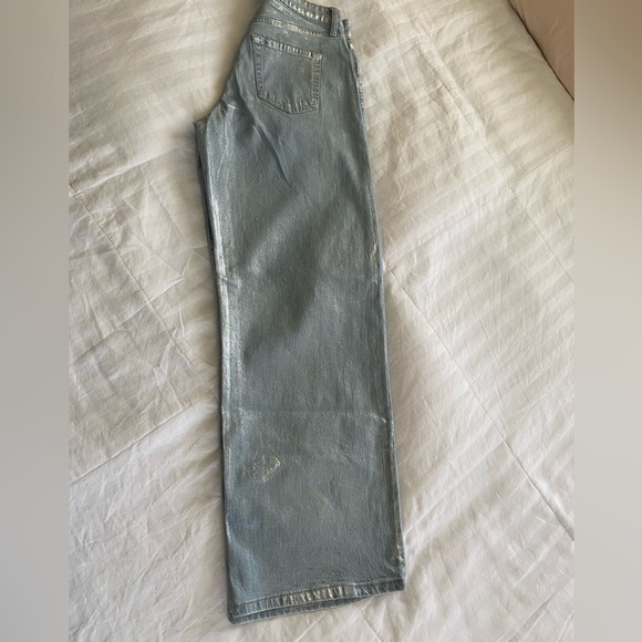 Wild Fable Metallic Silver High-Rise Wide Leg Jeans – Size 6/28 - Picture 8 of 9